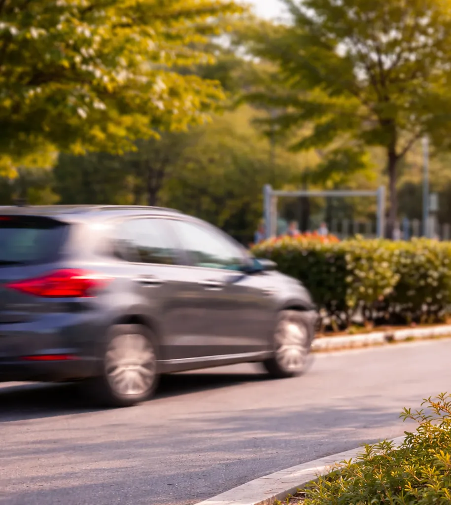 Voiture roulant trop vite aux abords d'une école