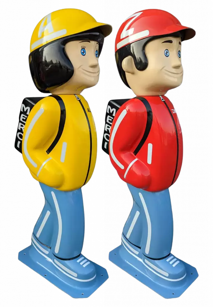 Figurines de signalisation 3D Alix et Zak avec casques, nouvelle génération SERAC