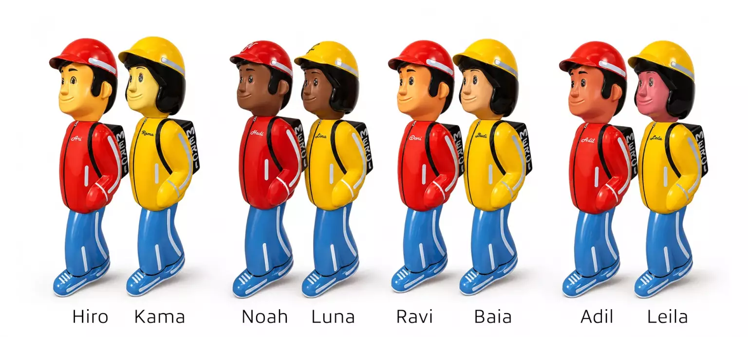 Alix et Zak du monde : figurines de signalisation aux origines diverses