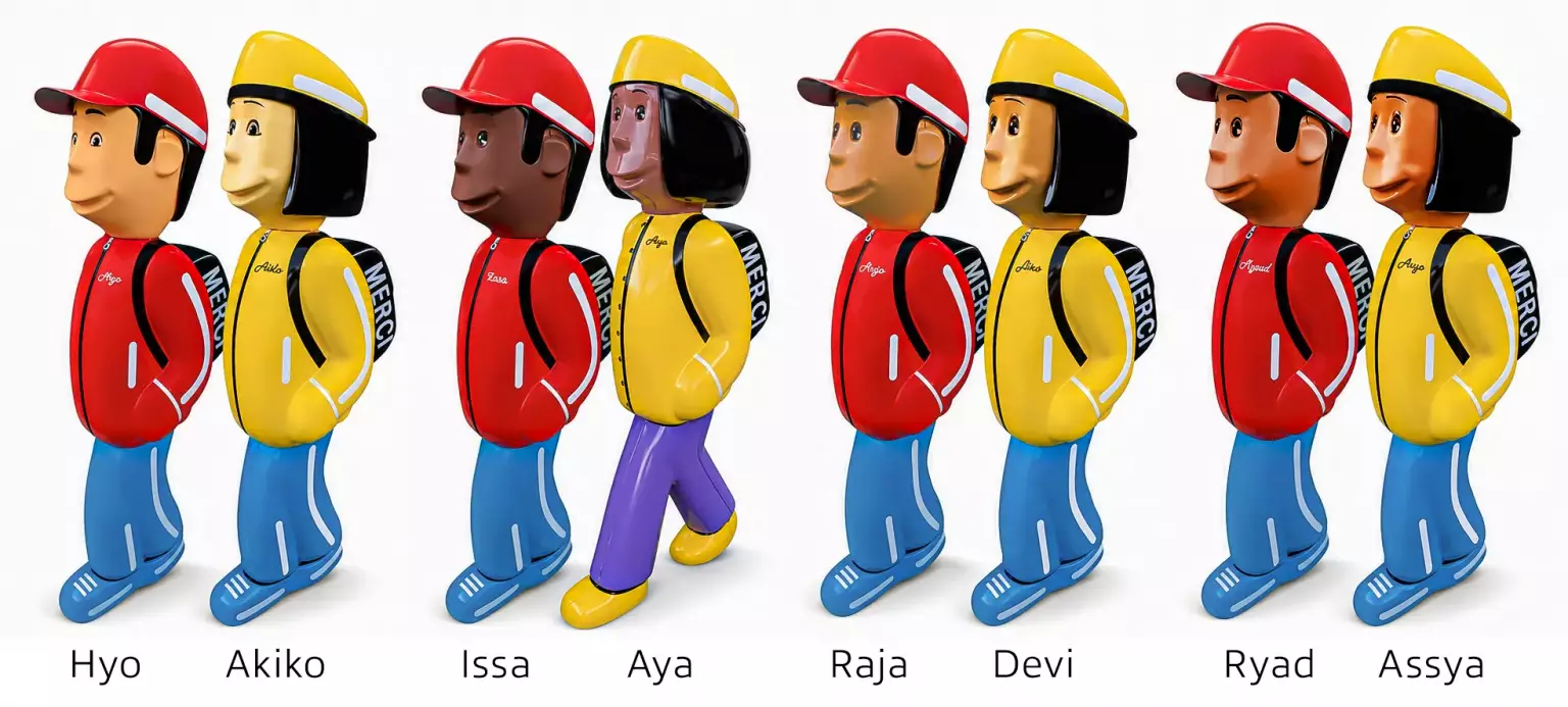 Arthur et Zoé du monde : figurines de signalisation aux origines diverses