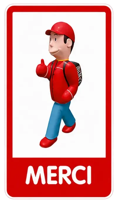 Panneau « Merci » avec la figurine Arthur