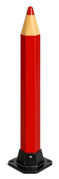 Potelet crayon rouge de signalisation scolaire