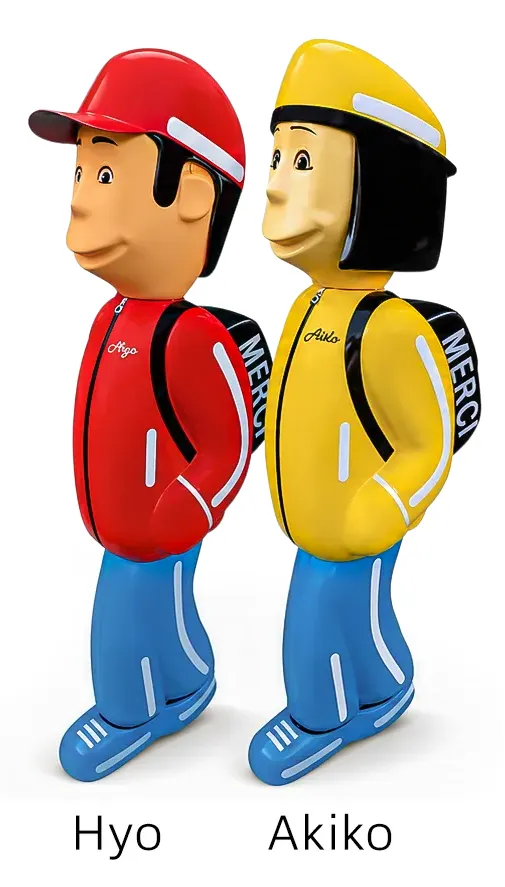 Figurines de signalisation Hyo et Akiko, déclinaison d'Arthur et Zoé