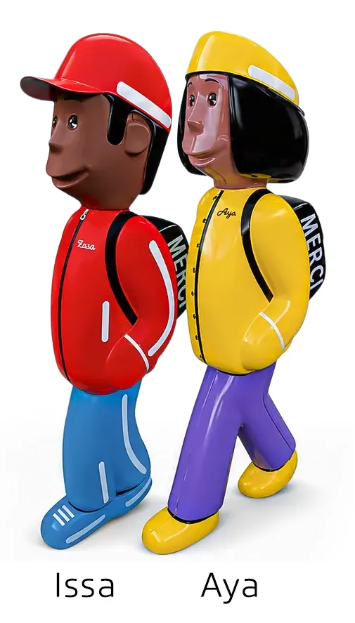 Figurines de signalisation Issa et Aya, déclinaison d'Arthur et Zoé