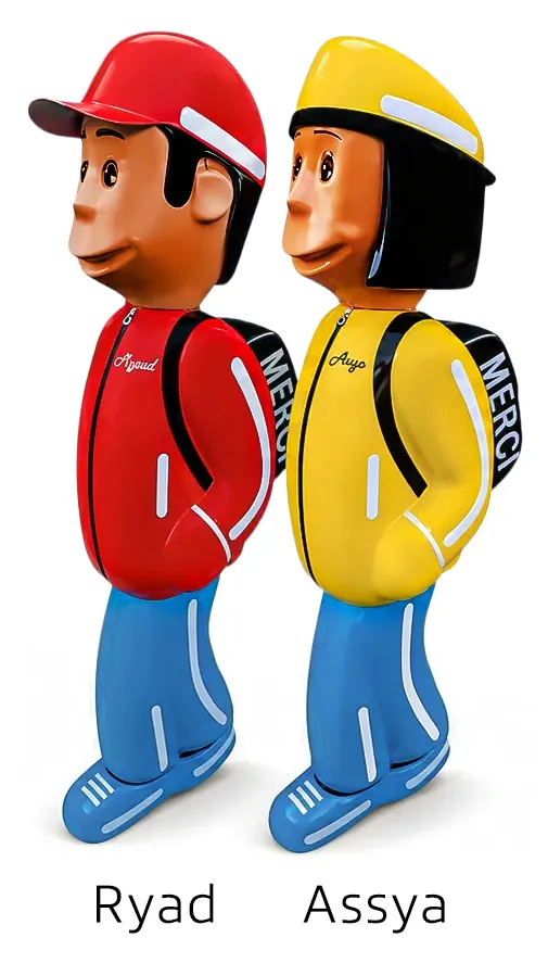 Figurines de signalisation Ryad et Assya, déclinaison d'Arthur et Zoé
