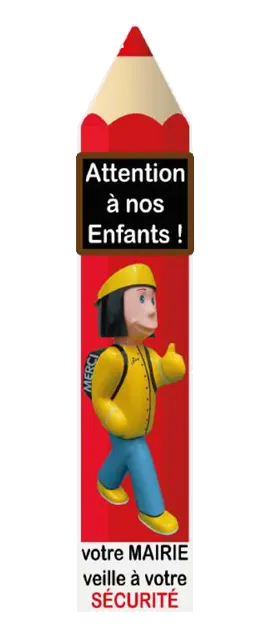 Totem crayon gamme Éco avec Zoé « Attention à nos enfants »