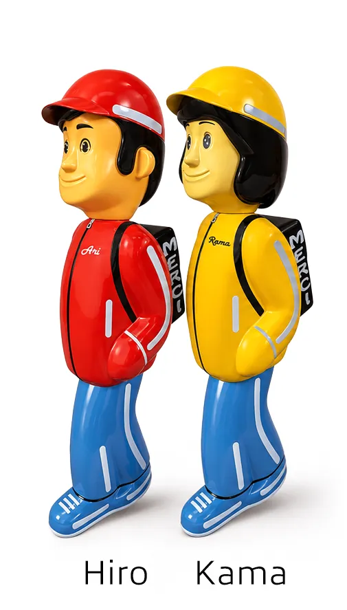Figurines de signalisation Hiro et Kama, déclinaison d'Alix et Zak