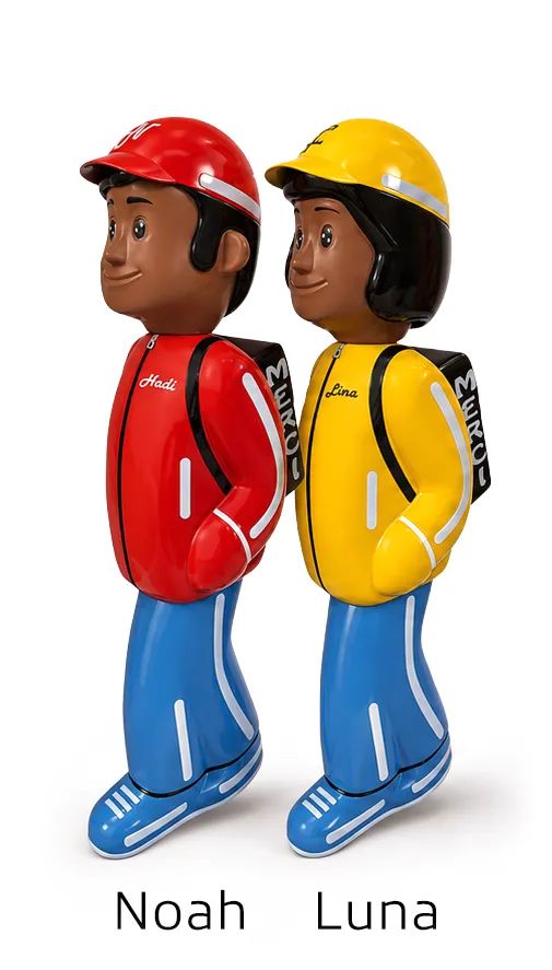 Figurines de signalisation Noah et Luna, déclinaison d'Alix et Zak