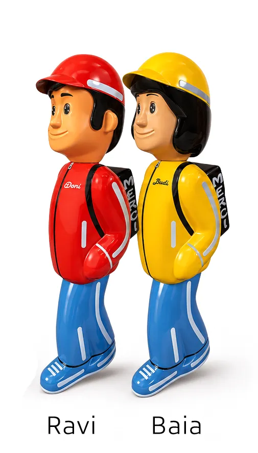 Figurines de signalisation Ravi et Baia, déclinaison d'Alix et Zak